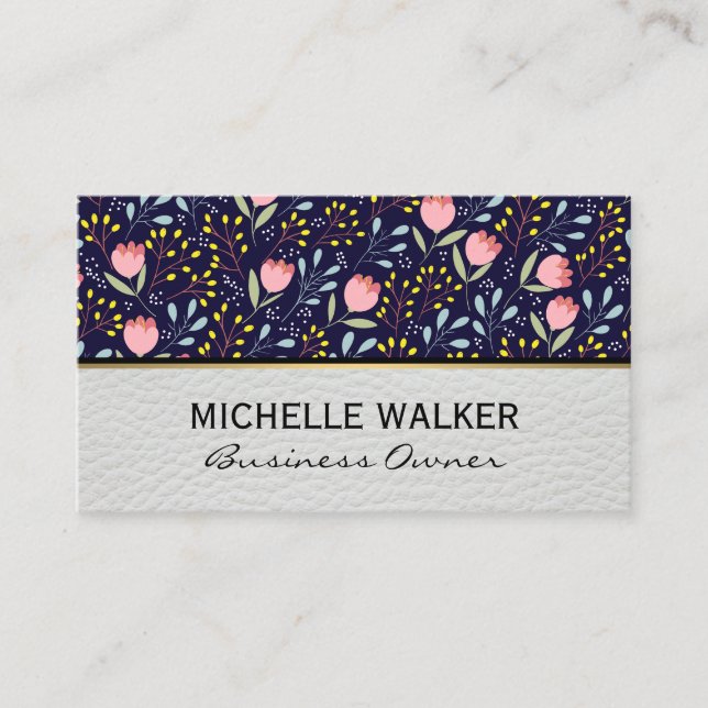 Flowers and Leaves Decorative Pattern Business Card (Front)
