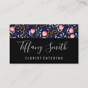 Flowers and Leaves Decorative Pattern Business Card