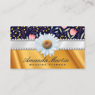 Flowers and Leaves Decorative Pattern Drapery Business Card