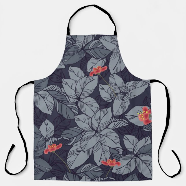 Flowers and leaves patternpattern, tropical, abstr apron (Front)