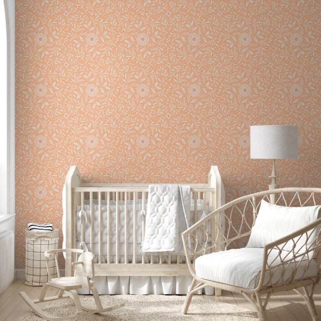 Flowers and leaves, peach colour wallpaper (Kids)