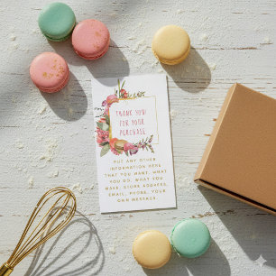 Flowers and macaroons gold border enclosure card
