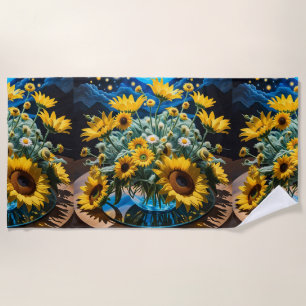 Flowers and Night Stewardship 1 - 001 Beach Towel