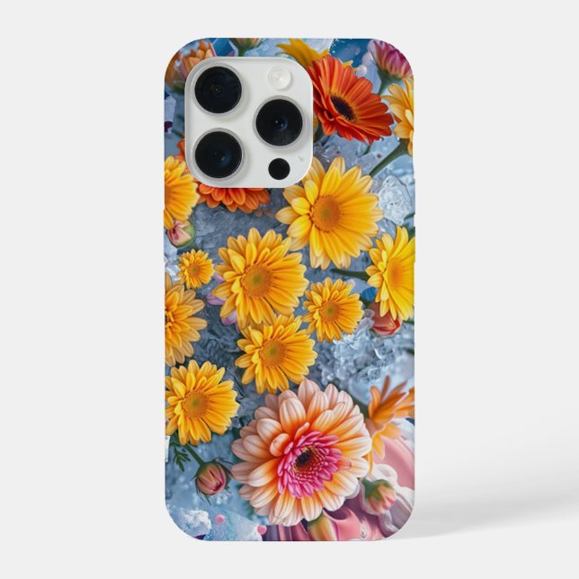 Flowers and Ocean Waves iPhone Case (Back)