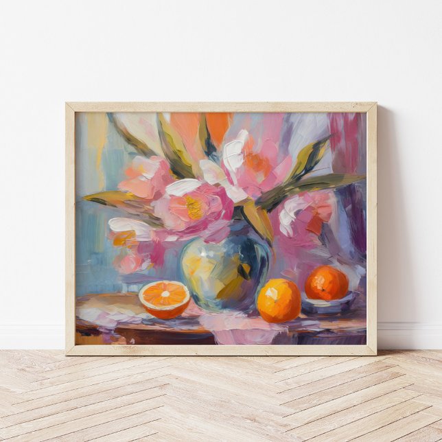 Flowers and Oranges Modern Still Life Poster (Creator Uploaded)