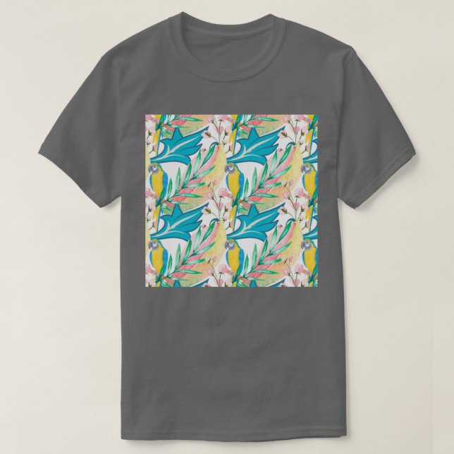 Flowers and Parrots T-Shirt (Design Front)