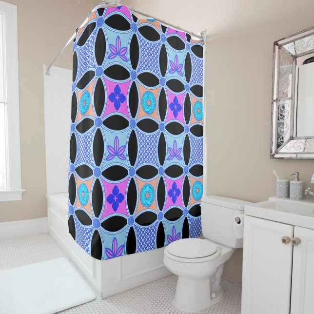 Flowers and Patterns Shower Curtain (In Situ)