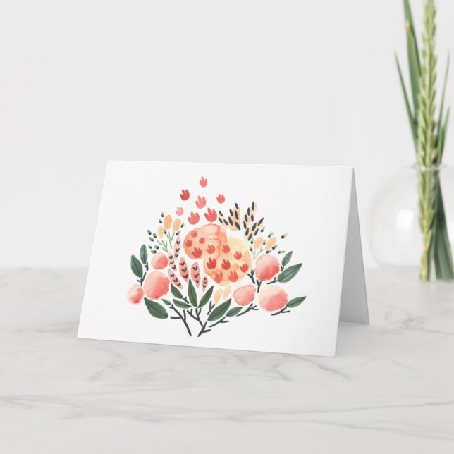 Flowers and Patterns Watercolor Greeting Card (Front)