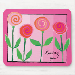 Flowers and Pinks and Love Mouse Mat