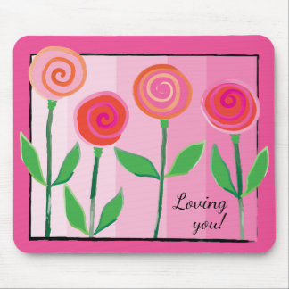 Flowers and Pinks and Love Mouse Mat