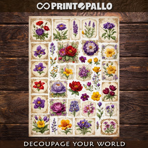 Flowers and plants decoupage element to cut out #6 tissue paper