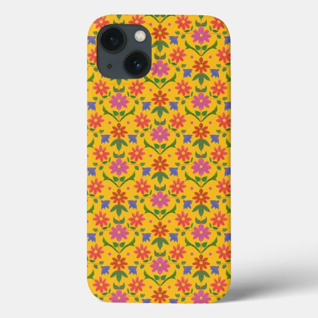 Flowers and Polka Dots on Yellow iPad Mini Case (Back)