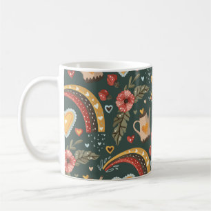 Flowers and Rainbows Boho Pattern Coffee Mug