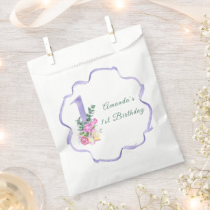 Flowers and ribbon First birthday party Favour Bags