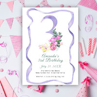 Flowers and ribbon number 3rd Birthday Party 