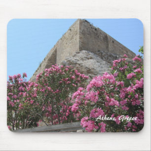 Flowers and Ruins in Athens, Greece Mouse Mat