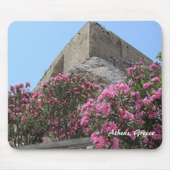 Flowers and Ruins in Athens, Greece Mouse Mat (Front)