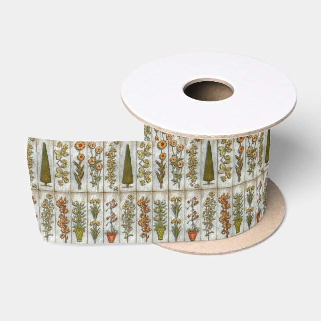 Flowers and Shrub Satin Ribbon (Spool)