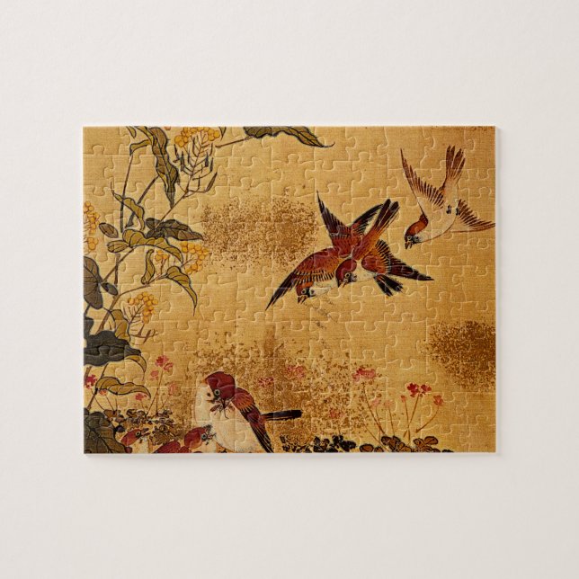 Flowers and Sparrows_The Orient Jigsaw Puzzle (Horizontal)