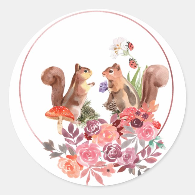 Flowers and Squirrels Sticker (Front)
