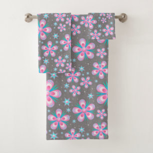 flowers and stars bath towel set