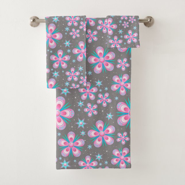 flowers and stars bath towel set (Insitu)