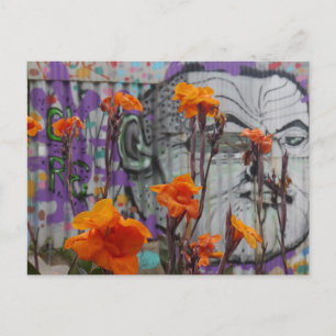 Flowers and Street Art in Valparaiso, Chile Postcard