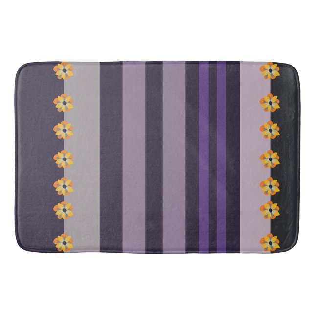 Flowers and stripes bath mat (Front)