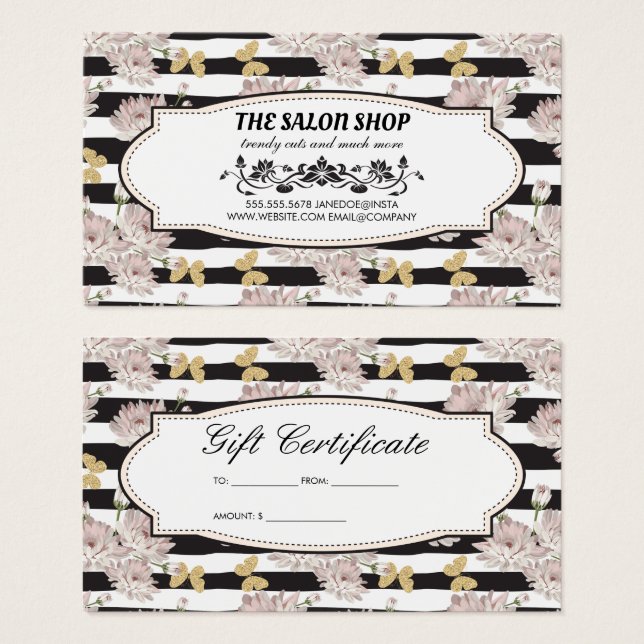 Flowers and Stripes | Glitter Butterflies Loyalty (Front & Back)