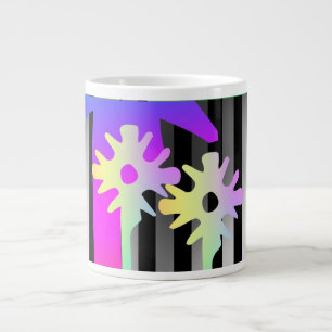Flowers And Stripes Large Coffee Mug