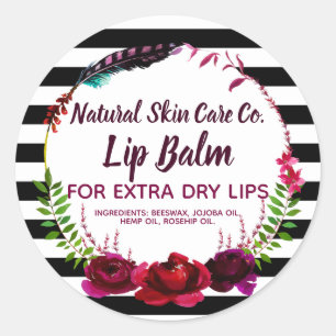 Flowers And Stripes Lip Balm Business Labels