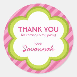 Flowers and Stripes Thank You Sticker