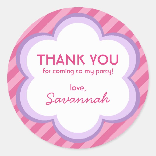 Flowers and Stripes Thank You Sticker (Front)