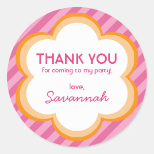 Flowers and Stripes Thank You Sticker