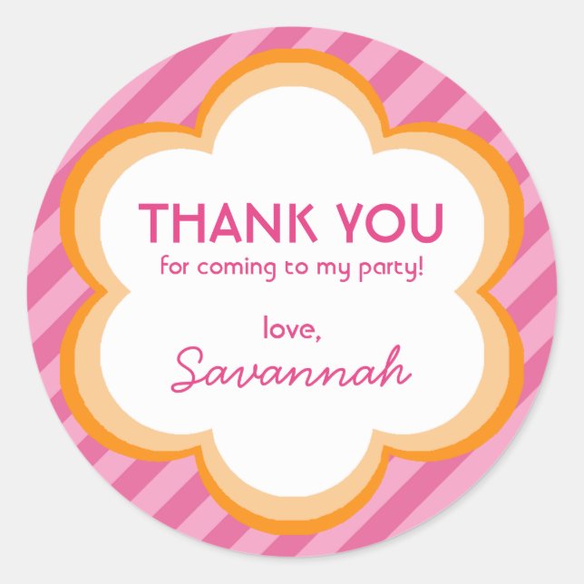 Flowers and Stripes Thank You Sticker (Front)