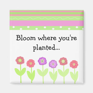 Flowers and Stripes with Saying Magnet