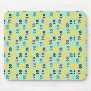 Flowers and sun spring pattern mouse mat