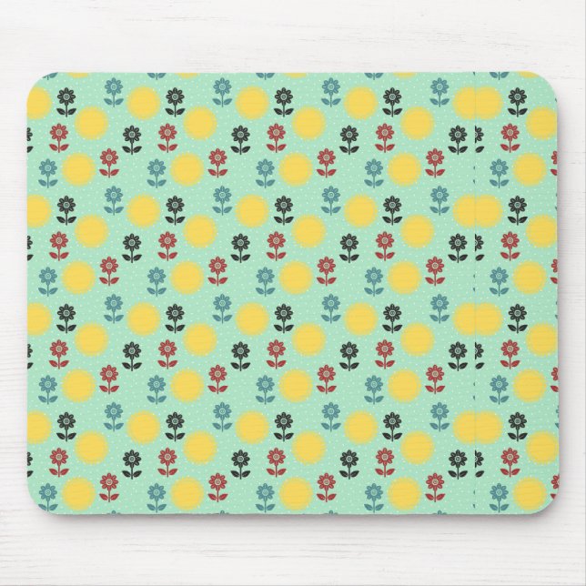 Flowers and sun spring pattern mouse mat (Front)