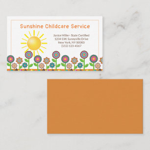 Flowers and Sunshine Child Daycare Service Business Card