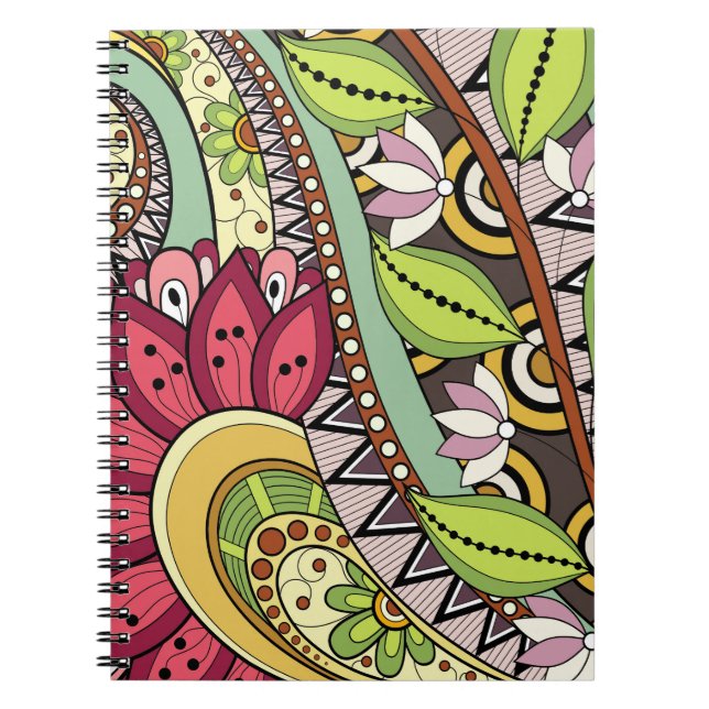 Flowers And Swirl P14 Notebook (Front)