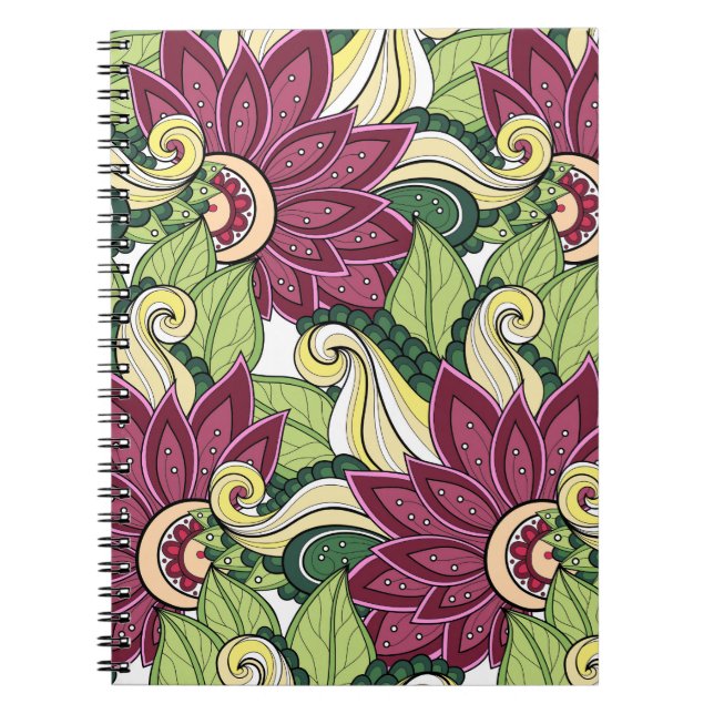 Flowers And Swirl P4 Notebook (Front)