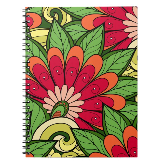 Flowers And Swirl P6 Notebook (Front)