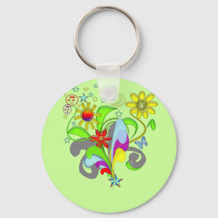 Flowers and Swirls T-shirts and Gifts Key Ring