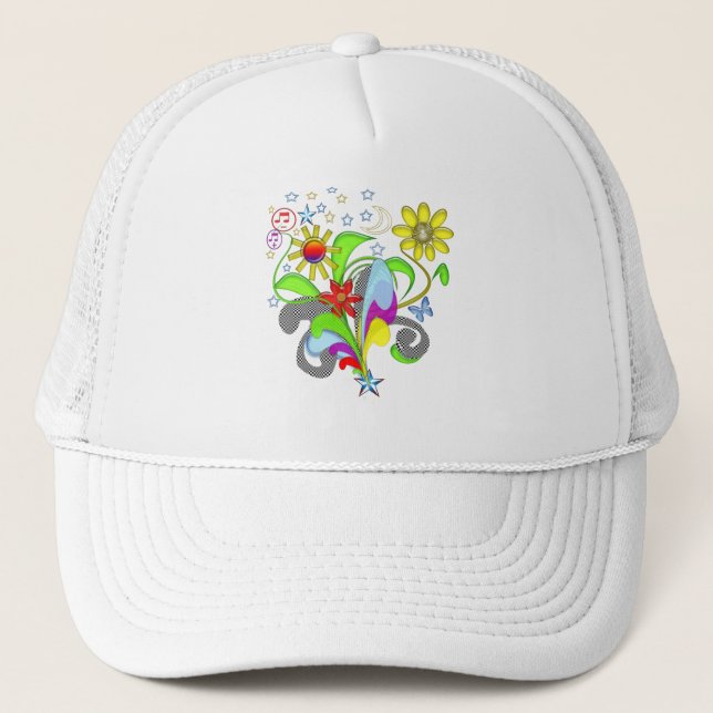 Flowers and Swirls T-shirts and Gifts Trucker Hat (Front)