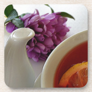 flowers and tea coaster