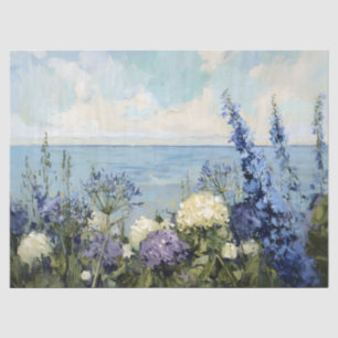 Flowers and the Sea Painting Decoupage Tissue Paper