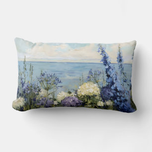 Flowers and the Sea Painting Lumbar Cushion