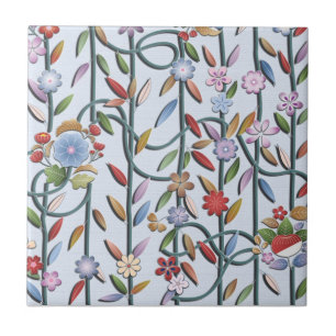 Flowers and vines tile