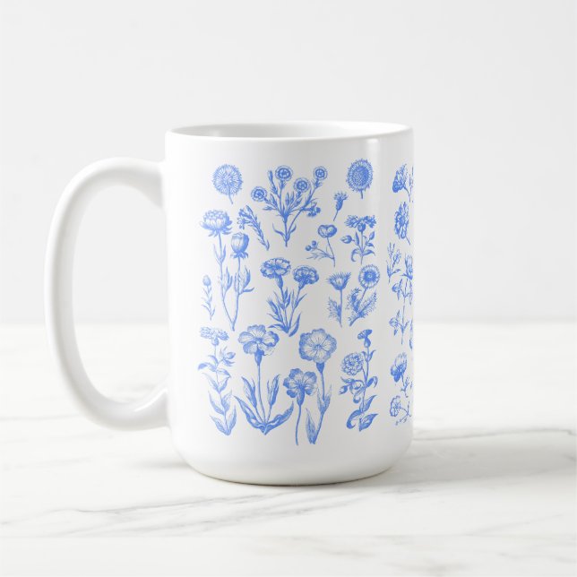 Flowers Antique Botanical Art Coffee Mug (Left)