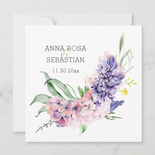 *~* Flowers AR15 QR RSVP Boho Wedding Invitation (Front)